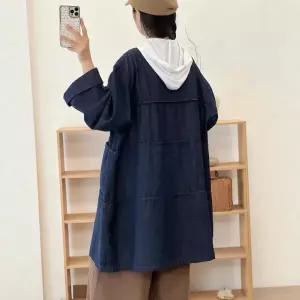 여사친 하프 청 캐주얼 빈티지 롱가디건 카디건 라운드 원픽1