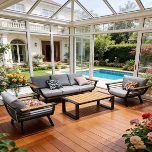 몬티스트 야외 소파 의자 세트 알루미늄 라탄 방수 패브릭 쇼파세트 4인 5인 펜션 정원