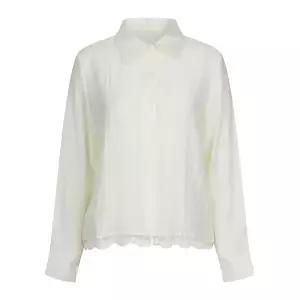 [하프클럽/샵앤]여성 카라넥 밑단 레이스 심플 시스루 블라우스 NARU-WBL-21183-