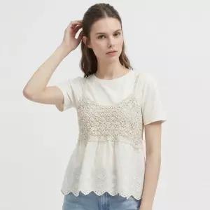 여성 끈나시 뜨개 펀칭 레이스 뷔스티에 니트 조끼 MSE-WVS-21189-베이지