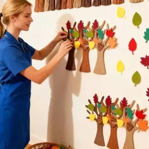 펠트지 96개세트 펠트 트리 공예 키트 단풍잎 가을 추수감사절 파티 가정 교실 사무실 휴일 용