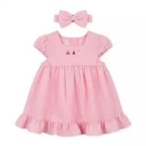 [압소바](김해점)(26년 S/S 백일,돌선물) 셔벗 원피스(헤어밴드)//A1325190(핑크)