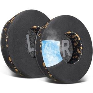 [미국배송] 소울윗 쿨링 젤 이어패드 교체용 스컬캔디 카세트 온이어 무선 헤드폰 쿠션과 스 실크 원단 고밀도 폼 - 블랙 골드