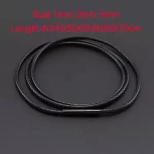 왁스실 3mm 60cm 70cm 남성 블랙 가죽 왁스 목걸이 초커 꼰 스틸 튜브 커넥터 걸쇠