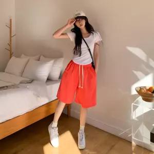 [다잇템]여성 넓은 프리사이즈 캐쥬얼 고무줄 반바지
