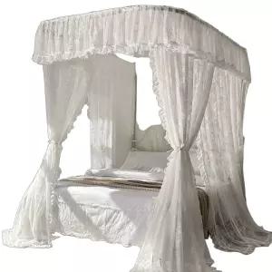 침대 캐노피 커튼 쉬폰 레이스 공주 북유럽 우아한 장식