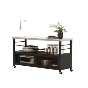 홈바 이동식 조리대 철제 주방 다용도 서빙 테이블