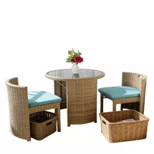 야외 라탄 테이블 세트 원형 베란다 테라스 정원 아웃도어
