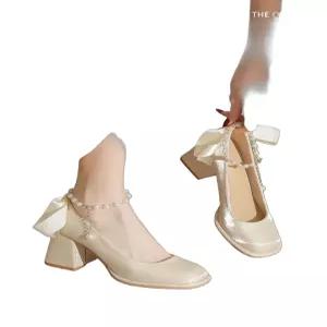 웨딩 슈즈 새틴 결혼식 방수 통굽 촬영용 신부 구두