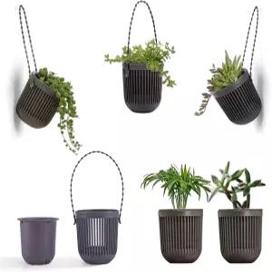 멜포 미니 걸이 다육식물 한 배수 슬링 핸들 실내/외 장식에 적합 블랙