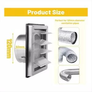 플랫덕트 ABKM 환기 그릴 125mm 스틸 에어벤트 커버 루버 벤트 플랫 덕트 벽면 흡입구