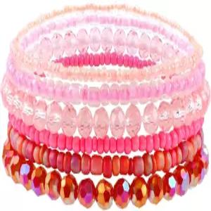 여성용 미스 래빗 보헤미안 구슬 팔찌 스태커블 페이스 유리 세트 다층 스트랜드 핸드메이드 여름 주얼리