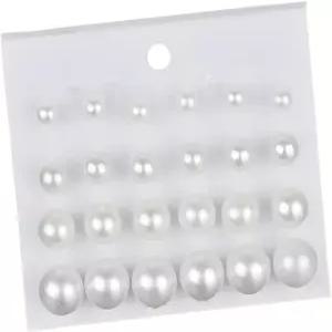 진주 스터드 귀걸이 여성용 12쌍 저자극 복합 화이트 원형 볼 세트 생일 신부 결혼식 크리스마스 주얼리