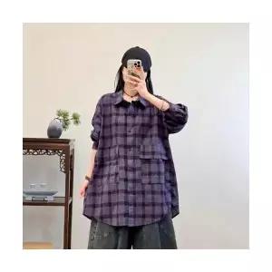 여자 하프 가을 캐주얼 데일룩 셔츠 체크 긴팔 상의 카디건 DAOL3