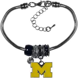 NCAA 시스키유 스포츠 여자 미시간 울버린 유로 비드 팔찌 원 사이즈 팀 컬러