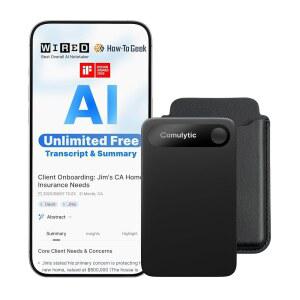 [미국배송] COMULYTIC NOTE PRO AI 음성 녹음기 무제한 전사 및 요약 노트 녹음 장치 W/CASE 앱 제어 통화 회의 강의 인터뷰를 위한 113개 언어 블랙