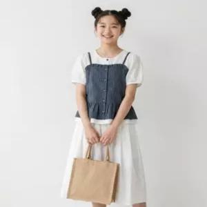 소이주니어 여름옷 여자 4부 체크 뷔스티에 블라우스 여아 고학년 귀여운 셔츠 6M1654