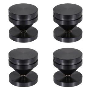 [미국배송] MECCANIXITY 4PCS 블랙 스피커 스파이크 키트 충격 방지 조절 가능 알루미늄 합금 절연 패드 매트 서브우퍼 CD DVD 오디오 앰프용 양면 접착제 포함