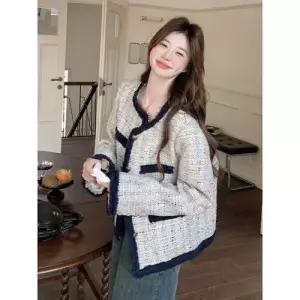 가을 여성 하프 트렌디 아이템 코트 프렌치 쇼트 트위드 상의 HT3