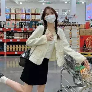 하프 여성용 트렌디 아이템 코트 쇼트 트위드 상의 HT3