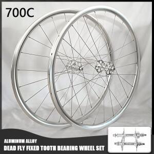 자전거 휠 세트 700C 실버 데드 알루미늄 합금 100/120mm 24홀 베어링 허브 픽스드 기어 튜블러