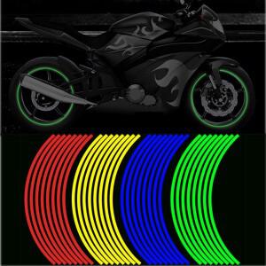 16pcs 오토바이 휠 스티커 반사 스트립 17 18 테이프 방수 림 스쿠터 자전거 타이어 데칼