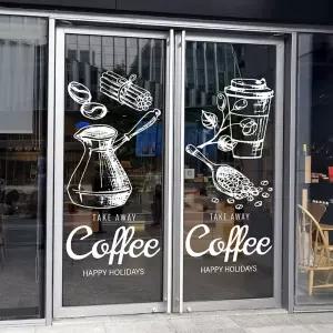 카페 유리 스티커 윈도우 창문 시트지 커피 로고 장식