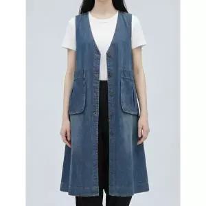 [하프클럽/]KARRA 오픈버튼롱데님베스트_A6M0055