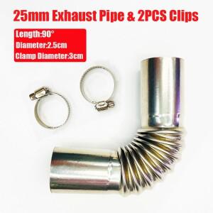 스테인리스 스틸 90도 엘보 배기 튜브 디젤 히터 자동차 에어 주차 2 클램프 연료 탱크 파이프 커넥터