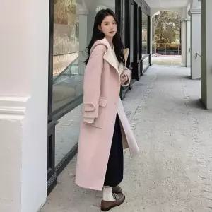 여자 핑크 모직 캐주얼 가을 오버핏 코트 모직코트 리버시블 원픽3