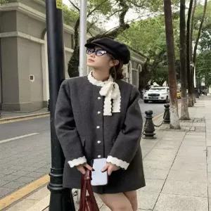 여성 모직 모직코트 슬림핏 쭈리 코트 원픽1