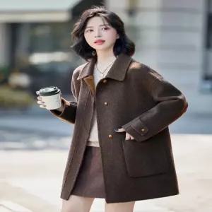 여성 하프 모직 모직코트 슬림핏 더블 코트 원픽1