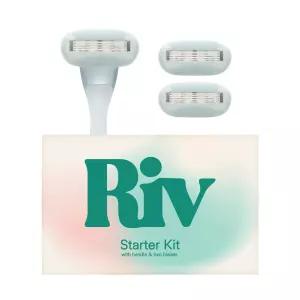 리브 여성용 럭셔리 면도기 스타터 키트 - 무게 조절 손잡이 민감성 피부용 5-블레이드 카트리지 시스템