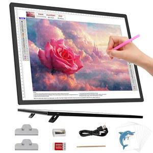 하이우콜드 A3 빌트인 틸트 스탠드 라이트 트레이싱 박스, 3가지 색상의 6레벨 및 스텝리스 디밍 조절 가능한 밝기 조절식 라이트 패드, 드로잉, 다이아몬드 페인팅, 스케치, 엑스레이용 배터리 구동 LED 라이트