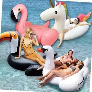 물놀이 수영장 바다 해변 동물 캐릭터 디자인 대형 원형 튜브 백조 유니콘