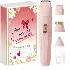 여성용 3-in-1 비키니 트리머 실키한 매끄러운 피부를 위한 무통 전기 면도기 다리 겨드랑이 얼굴 및