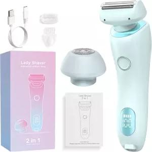 여성용 전기 면도기 실크 글라이드 프로 탈착식 헤드가 있는 습식 및 건식 방수 2개 다리 팔 아래 비키니