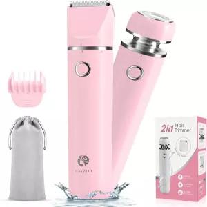 케이조 비키니 트리머 및 면도기 키트 여성용 - 2-in-1 습식/건식 전기 바디 헤어 얼굴 제모 무선 방수
