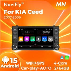 NaviFly 7인치 안드로이드 15 기아 호환 씨드 2007-2009 멀티미디어 플레이어 오디오 스테레오 차량용 GPS