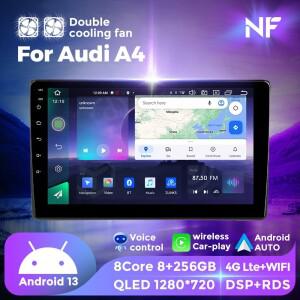 QLED 터치 스크린 무선 카플레이 헤드 유닛, 아우디 A4 II 2 B6 3 2000-2009 딘 자동차 라디오 올인원 네비