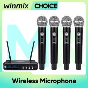 4채널 전문 무선 핸드헬드 마이크 시스템 키트 가정용 노래방 회의 파티 교회 DJ 결혼식 행사용