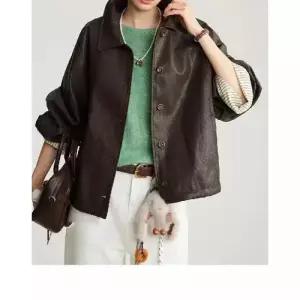 여성용 빈티지 트렌디 아이템 재킷 가죽 예약봄가을 유랍 느낌의 HT1
