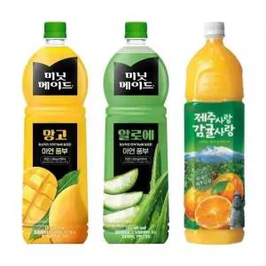한번에먹자 1.5L 과즙음료 혼합 3종 / 미닛메이드 망고 2개 + 제주감귤 2개 + 알로에 2개 / 총 6개