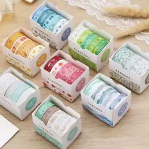 레트로 감성 파스텔 색상 종이 데코 테이프 다섯 개 묶음 세트 다이어리 꾸미기