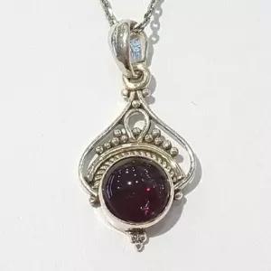 [블루케이] 실버925엔틱 가넷 원석목걸이210512-10n