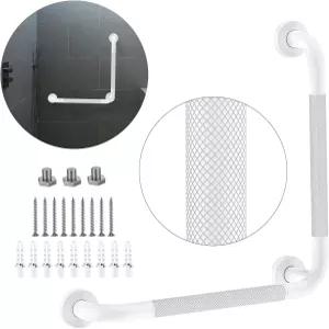 앵글 그랩 바 - 16x16 인치 스테인리스 스틸 너들 화장실 손잡이 벽걸이형 욕실 핸디캡 안전 레일 노인