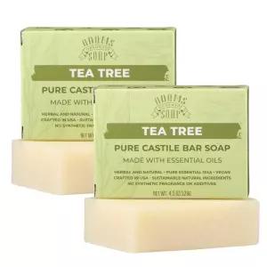 아담스 수제 비누 티 트리 퓨어 카스티야 바 - 4.5온스 콜드 프로세스 에센셜 오일 84 공정 거래 첨가물