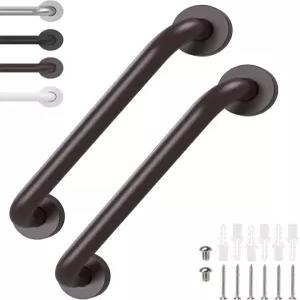 벽 오일 브라운용 12인치 그랩 바 2팩 노인 장애인용 안전 샤워 숨겨진 나사가 있는 핸디캡 테수찬