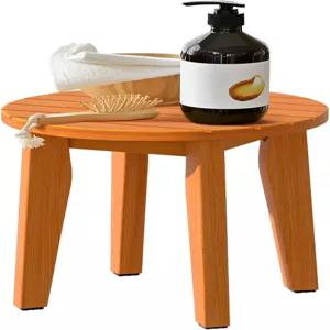 KISENG 원형 16인치 대나무 방수 샤워 욕실 의자 듀티 나무 목욕 코너 면도 다리 벤치 시트 허니 XL