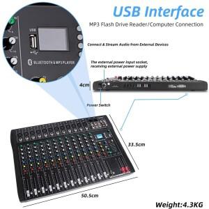 효과가   믹싱 콘솔 Bluetooth 12 채널 무대 공연 KTV 결혼식 USB 리버브